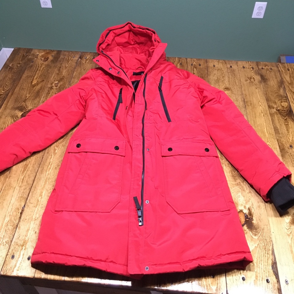 ANA heavy long red winter coat